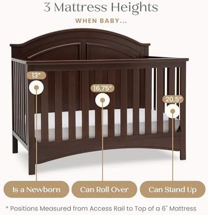 Delta Children Perry 6-in-1 Convertible Crib - Greenguard Gold Certified, Walnut Espresso