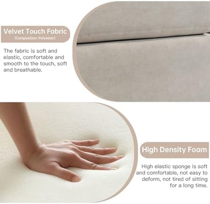 Miuuod 4 Seaters Oversized Sectional Sofa for Living Room,4 Seats for Small Space,Broad Seater & Convertible Couche Lisure Cozy Velvet Seats,Sleeper Sectional Sofa Beige