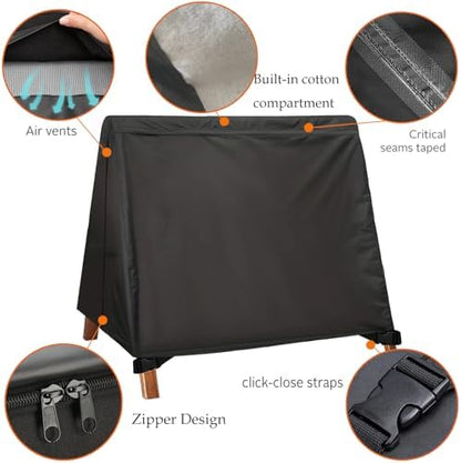 Porch Swing Cover Water-Resistant 600D Oxford Hanging Outdoor Swing Cover All Weather Protected Swing Covers for Outdoor Furniture (Black, 600D A-Frame 72L x 55W x 67H Inch)