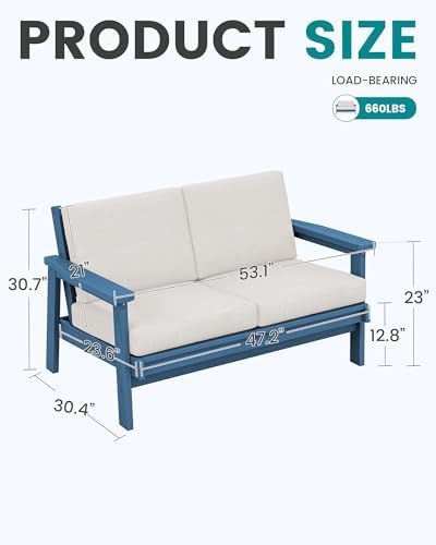 SERWALL HDPE Patio Furniture Set with 33” Square Fire Pit Table