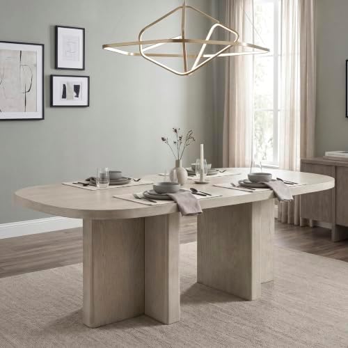 Lexicon 82" W Modern Rectangular Wood Dining Table for 4 to 6, Light Gray