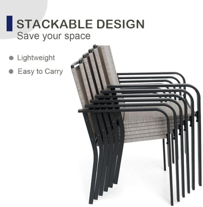 Anmutig 5-Piece Outdoor Dining Set, 37" Square Patio Table 4 Chairs, Black