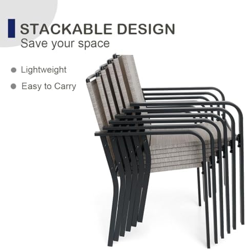 Anmutig Outdoor Bistro Set for 2, Stackable Chairs & Square Table, Beige