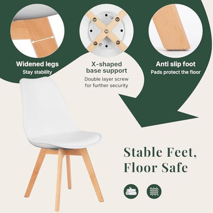 Dining Chairs Set of 4, PU Leather Padded Seat for Living Room
