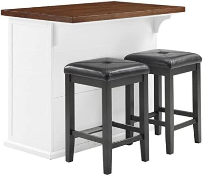 Crosley Furniture Bartlett Kitchen Island Set, Upholstered Stools