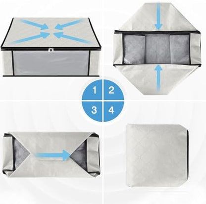 HomeHacks 4-Pack Clothes Organizer Storage Bags, 35L Storage Bins, White