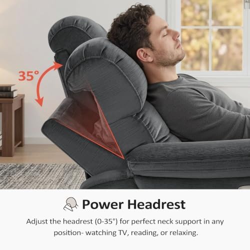 MCombo 87.2'' Wall Hugger Power Recliner Sofa, ST258M3 (Dark Grey)