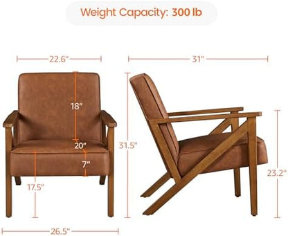 Yaheetech Mid-Century Accent Chairs Set of 2, Light Brown