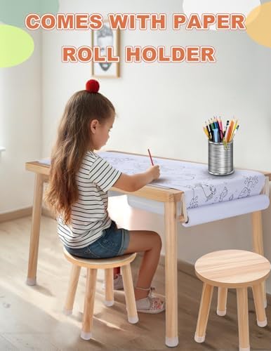 Toddler Sensory Table and Chair Set, Kids Sensory Bin Tables with Paper Roll Stick & Double-Side Board,Toddler Play Table with 3 Storage Bin, Indoor Outdoor Boys Gilrs