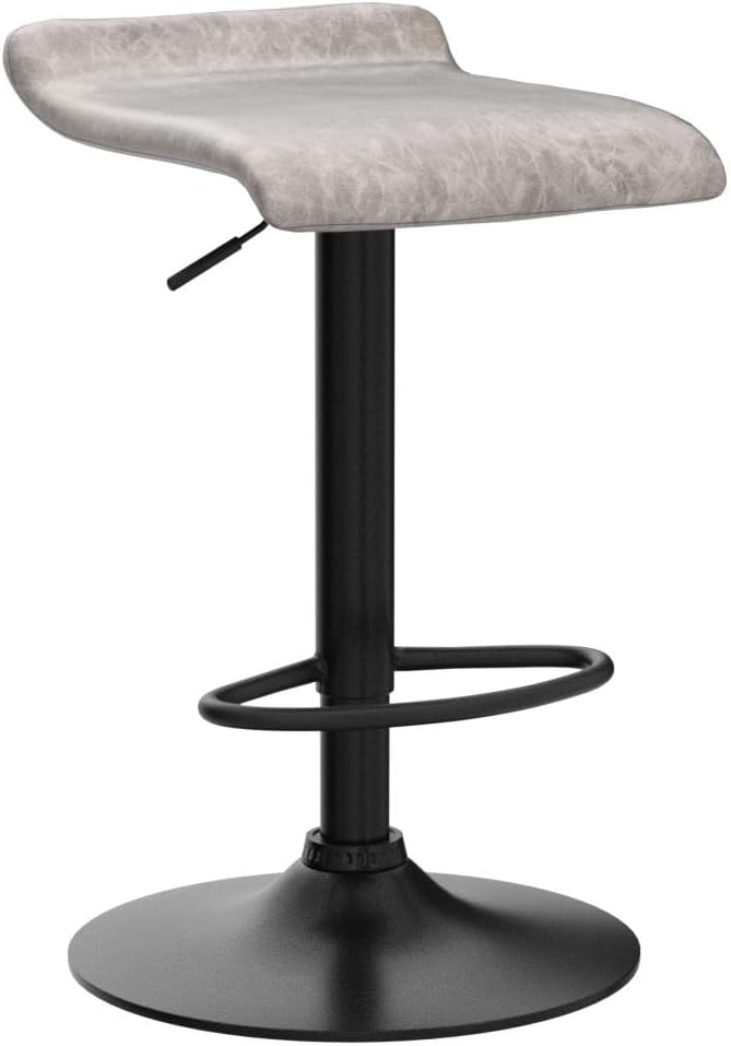 Finnhomy Bar Stools Set of 2 Counter Height, Swivel Barstools with Footrest and Backless, Height Adjustable Rustic Bar stools for Kitchen, Vintage Leather, Retro Grey