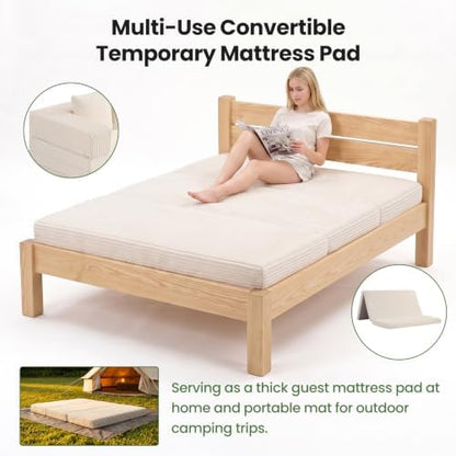 78" Convertible Sofa Bed Couch，Modular Corduroy Boneless Sofa with Removable Armrests Backrest，Folding Mattress Couch No Assembly Needed for Living Room,Apartment, Guest Room（Beige）
