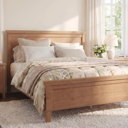 Merax Full Size Platform Bed Frame with Headboard, Wood Slat Support