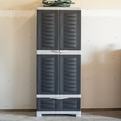 Sunnydaze 57" Garage Storage Cabinet with Locking Doors & Shelves, Charcoal