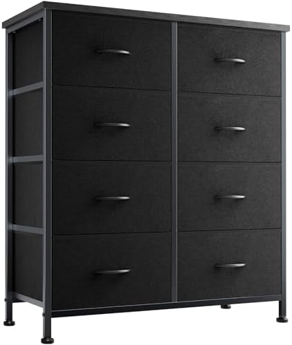 Sweetcrispy 8 Drawer Black Dresser for Bedroom, Storage Organizer