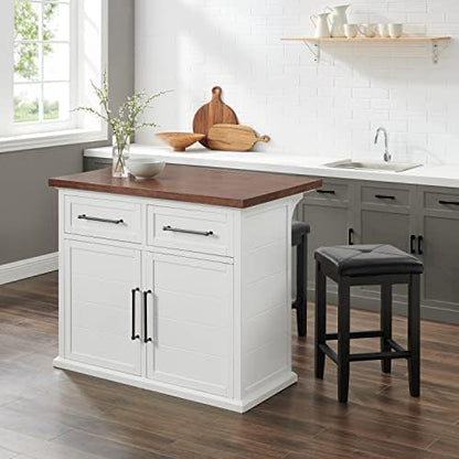 Crosley Furniture Bartlett Kitchen Island Set, Upholstered Stools