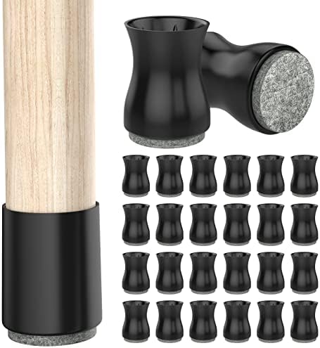 24 Pcs Silicone Furniture Pads for Hardwood Floors,3/4" - 7/8",Black.