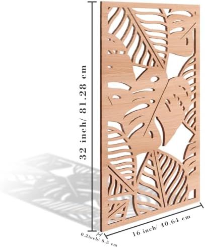 IARTTOP Large Wood Tropical Wall Art 15.9X32 Inch Carved Palm Leaves Wall Decor Coastal Leaf Monstera Plant Wall Sculptures for Living Room Bedroom Set of 3