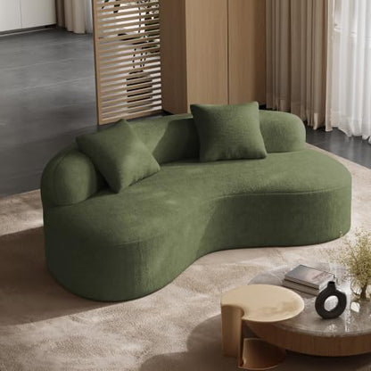 79" Curved Chenille Loveseat, Deep Seat Cloud Couch, Green