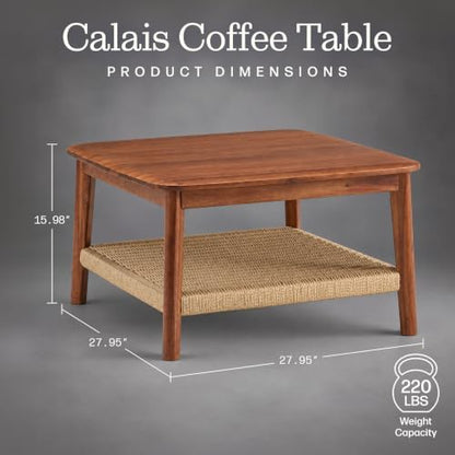 Alaterre Furniture Calais 2-Tier Coffee Table, Chestnut, 28”