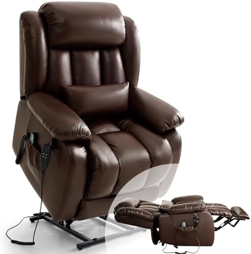 Infinite Position Lay Flat Power Lift Recliner Chair for Elderly, Brown