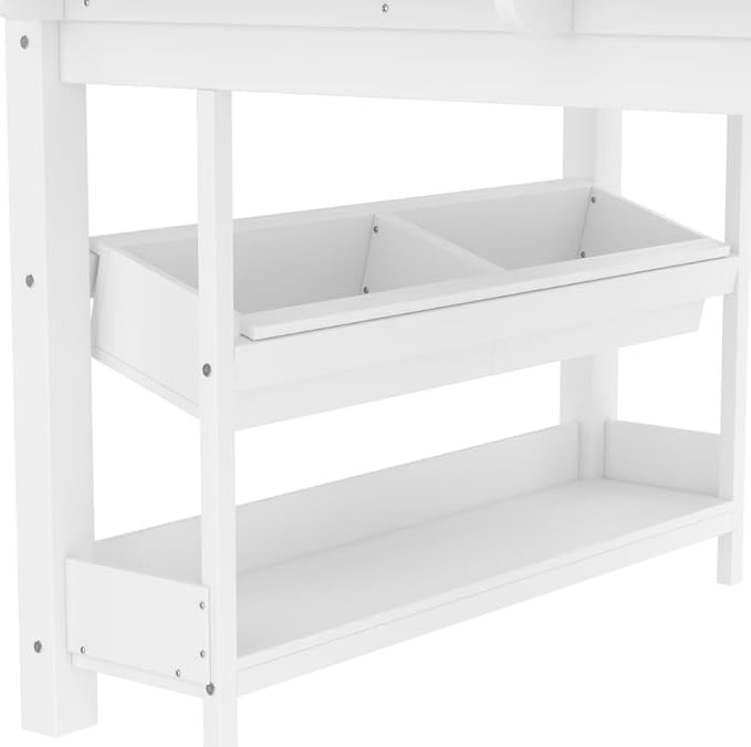 Bellemave Twin Size Low loft Bed with Desk and bookcases, Boxes and Drawers for Kids,Wood Modern Farmhouse Kids Loft Bed with Shelf, White