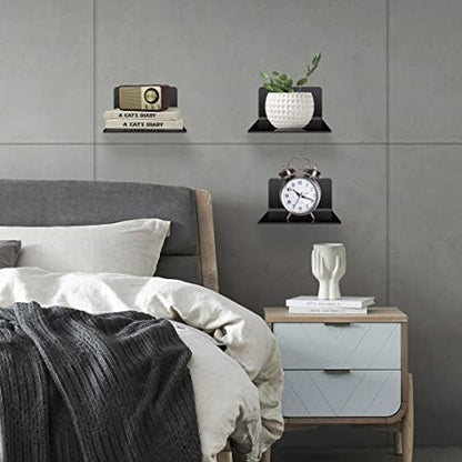 4 Pack Small Acrylic Floating Shelves, 4'' Acrylic Wall Shelves Display Ledges for Storage & Decoration, Mini Shelves for Wall with 2 Types of Installation (Adhesive or Screw)