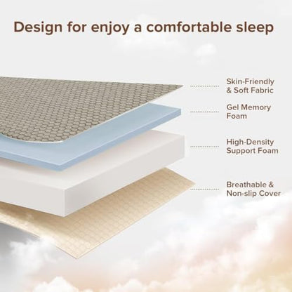 ROXGOX Memory Foam Mattress, Trifold Mattress with Washable Cover, Handle & Non-Slip Bottom, Foldable Floor Mattress Guest Bed for RV, Travel, Camping, Yoga (4 Inch-Grey, Queen)