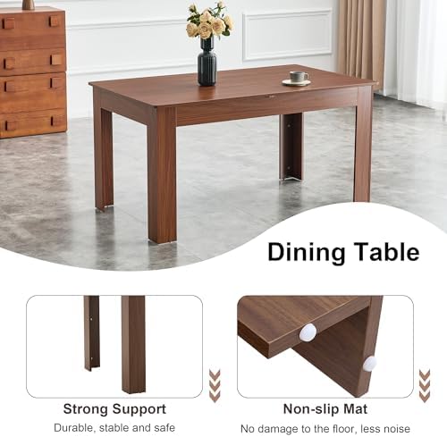 7 Piece Dining Table Set for 6｜ 59-87 Inch Extendable Rectangular Dining Table with 6 Chairs and 2 Extension Leaves｜Modern Walnut Wood Kitchen & Dining Room Set