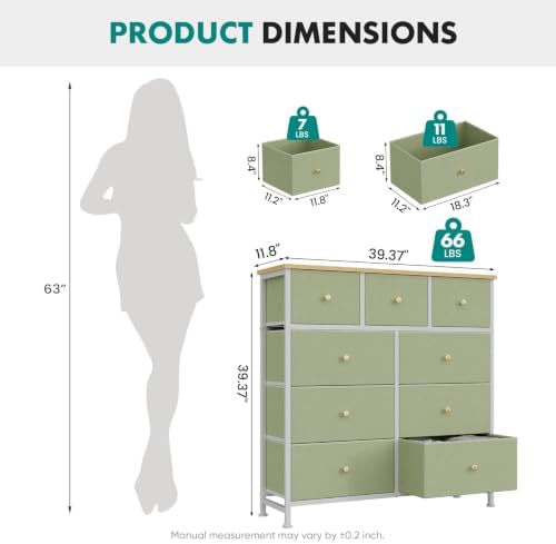 OLIXIS 9 Drawer Tall Dresser for Bedroom, Closet Organizers and Storage