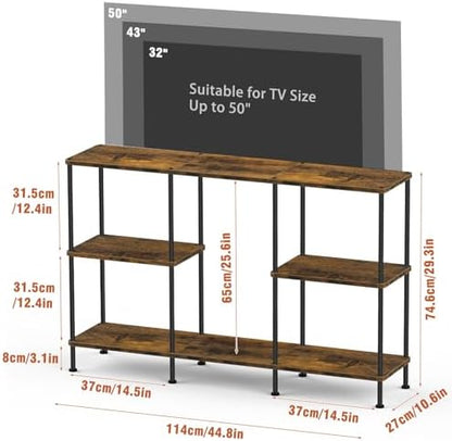 ETELI Tall TV Stand for 50 Inch TV Small Entertainment Center with Storage Shelf 3 Tier Television Stands Wood TV Console Cabinet Table for Living Room and Bedroom Brown