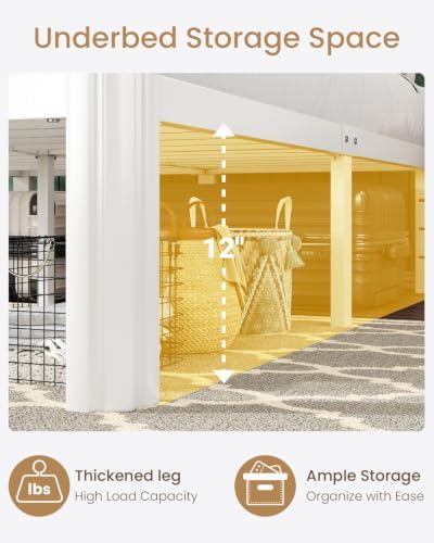 SHA CERLIN Full Metal Bed Frame, 14 Inch Tall, 12 in Storage, Rounded Legs