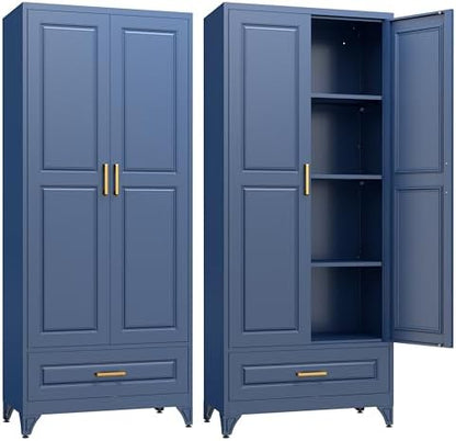 SteeLoong 75" Metal Storage Cabinet with Doors and 3 Adjustable Shelves