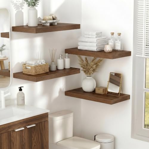 10 in Deep Floating Shelves 16” Set of 2, Walnut