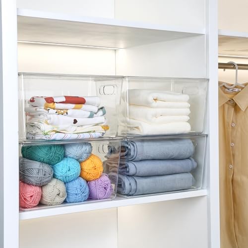 Vtopmart 10 Pack Clear Stackable Storage Bins with Lids and Handles, XLarge