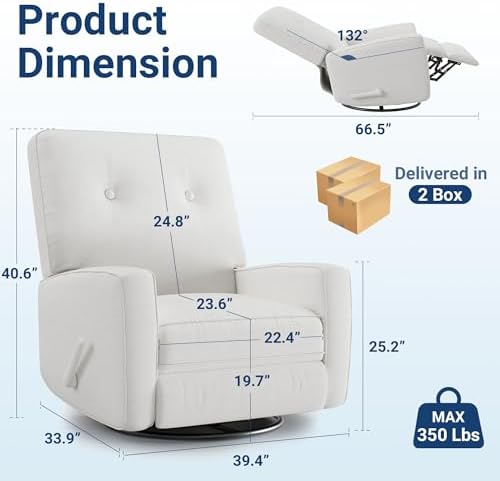 IDEALHOUSE 360° Recliner Chair with Adjustable Backrest & Footrest, Beige