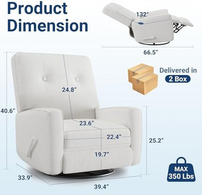 IDEALHOUSE 360° Recliner Chair with Adjustable Backrest & Footrest, Beige