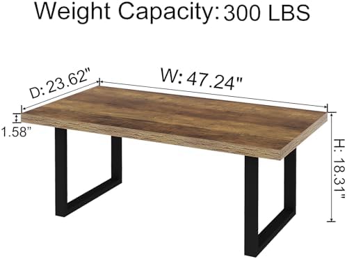 IBF Farmhouse Wood Coffee Table for Living Room, Rustic Oak, 47 Inch