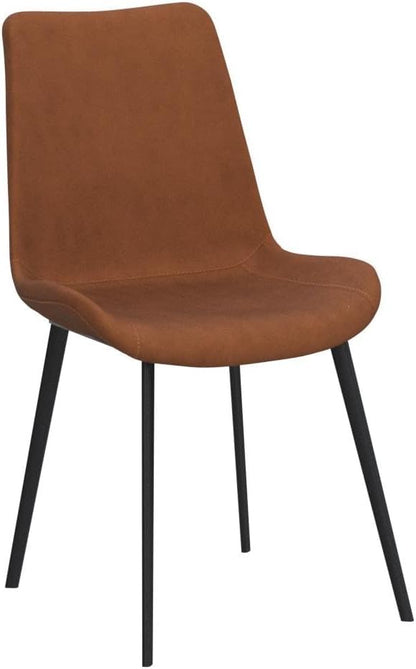 HIPIHOM Dining Chairs Set of 4, Modern Kitchen & Dining Room Chairs, Upholstered Faux Leather Cushion Seat and Sturdy Metal Legs (4 Brown Chairs)