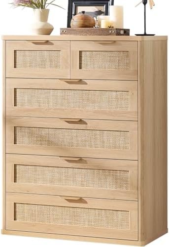 LEYAOYAO Rattan Dresser for Bedroom, 41" Tall Chest of Drawers