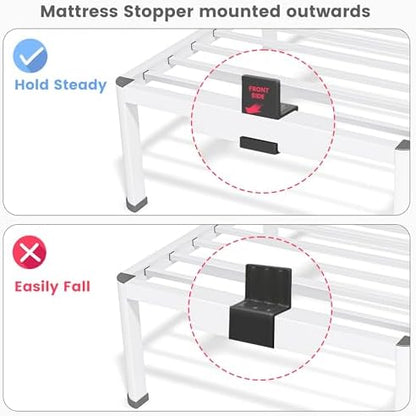 Superay 12 Inch King Metal Bed Frame with Rounded Leg, Mattress Stopper