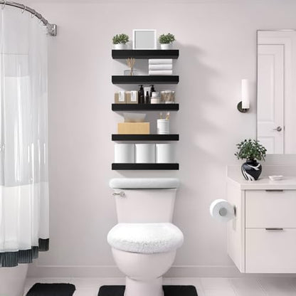 Sorbus 16 Inch Floating Shelves for Wall (5 Pack, Black)