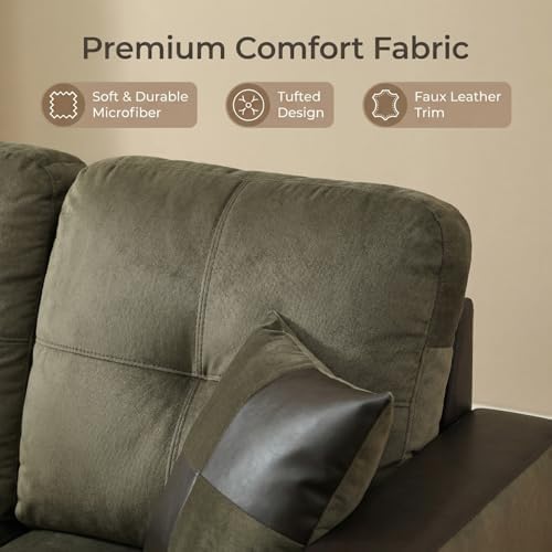 103.5 inch L-Shape Sofa with Storage Ottoman, Flannel Sectional Couch with Left Chaise, Modern 3-Piece Sofa Set, Upholstered Couch Set with Solid Wood Frame for Apartment, Loft, Taupe