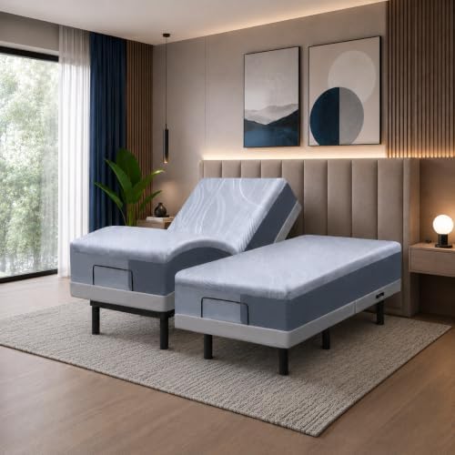 Premium Split King Adjustable Bed with 14 Inch Prime Gel Memory Foam Sleep System, Massage, Zero Gravity, Anti-Snore, Programmable Memory Positions, USB, Underbed Lighting, Zero Clearance