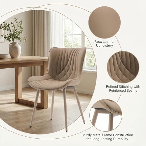 Kidol & Shellder Modern PU Leather Upholstered Dining Chairs Set of 2