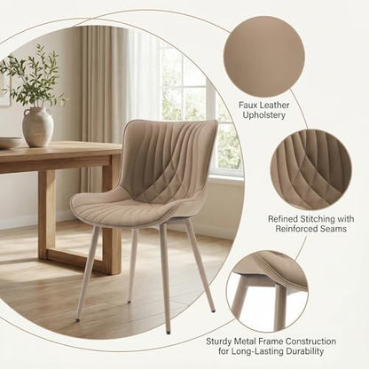 Kidol & Shellder Modern PU Leather Upholstered Dining Chairs Set of 2