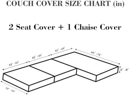 Sofa Covers Couch Covers for Sofa Pet Friendly Couch Cushion Covers Universal Sofa Covers Washable Stretch Slipcovers for Sectional Sofa (Texture Metal Gray, 2 Seats + Chaise Cover)