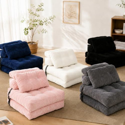 King Oasis Folding Sofa Bed, Corduroy Chair Bed with Pillows