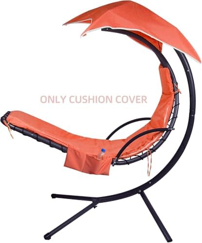 Outdoor Hanging Lounge Chair Replacement Cushion Cover and Umbrella Fabric, Made for Patio Curved Chaise Hammock Floating Swing Chair Pads, Waterproof Soft Fabric (Cushion Not Included), Orange