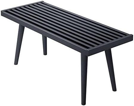 Plank+Beam Rectangular Entryway Bench, Mid-Century Modern, 41.25", Black