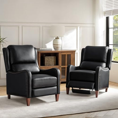 HULALA HOME Genuine Leather Recliner Chair Set of 2, Black